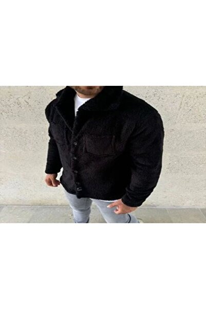 CAST COLLECTİON Men's Black Buttoned Plush Shirt