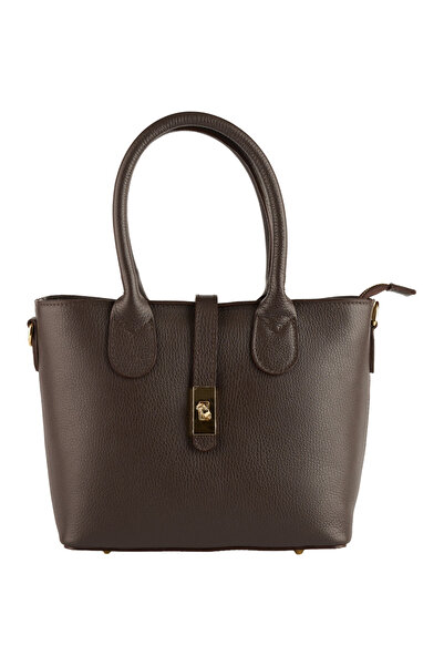 AZZURA Ava 100% Leather Bag, Model 8247 — Chocolate Brown