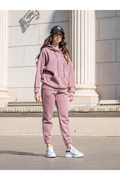 Divin store Alina velvet cotton tracksuit, powder pink