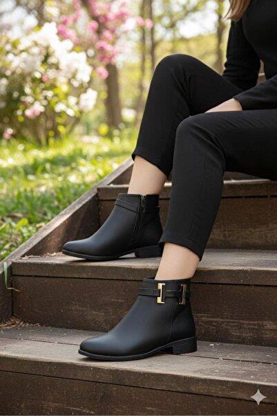 fort 8242 Comfortable Buckle Detailed Non-Slip Sole Warm Lining Women's Boots