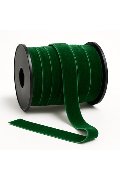 paşateks since 1995 şekil شريط مخملي مسطح من باشاتكس بعرض 2.5 سم - أخضر - 5 أمتار إكسسوار نسيجي فاخر