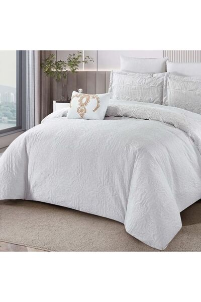 Reiashn Ivy lace embossed summer double bedspread, grey
