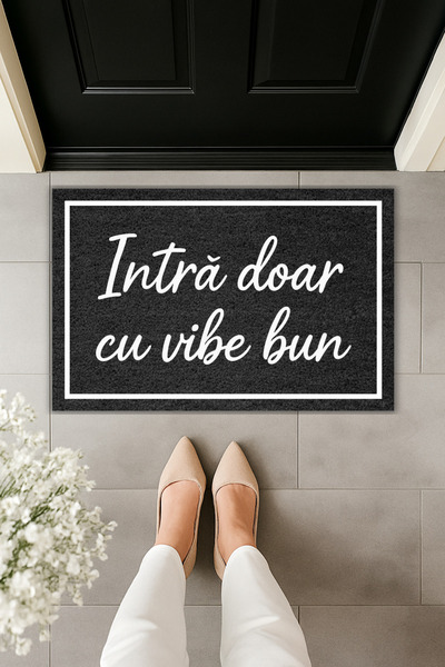 Dormot Modern Digital Print Framed Intrá Doar with Vibe Bun Written - Door Mat