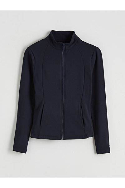 LC Waikiki KOOR SPORTLacivert Dik Yaka Parmak Geçmeli Kadın Fermuarlı Sweatshirt