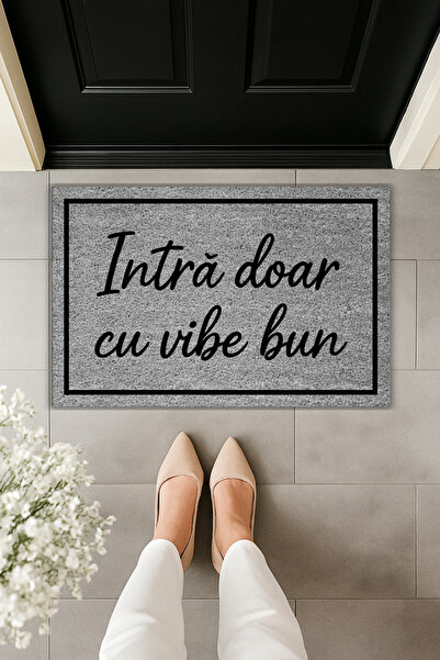Dormot Modern Digital Print Framed Intrá Doar with Vibe Bun Written - Door Mat