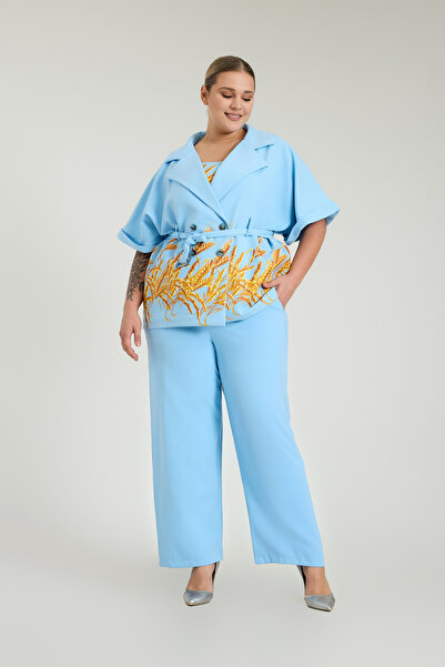 Zeyn KADIN 3 LÜ TAKIM DESENLİ GENİŞ PAÇA RAHAT KESİM ŞIK GİYİM