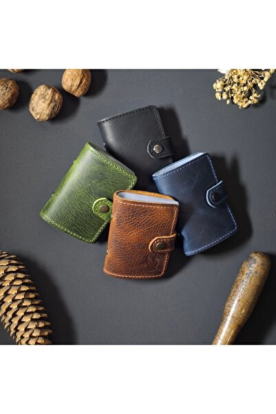 MAT Deri Genuine Leather Transparent Card Holder 10 Compartment Business Card Holder