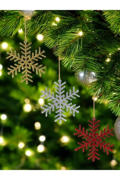 OKAVANGO Ornamente pentru bradul de Crăciun, în formă de fulg de zăpadă, cu s...