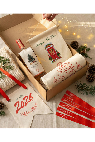 Everly Sign Yılbaşı Kumaş Seti – 2026 Özel Keten Dekor & Masa Runnerı Hediye ...
