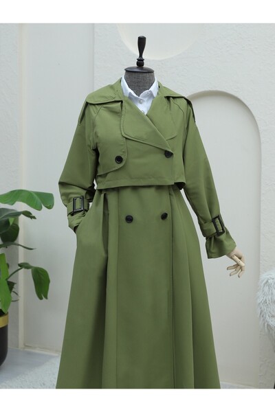 HİJABAYA Τρεντσάκοτ με πλισέ μπολερό και ζώνη