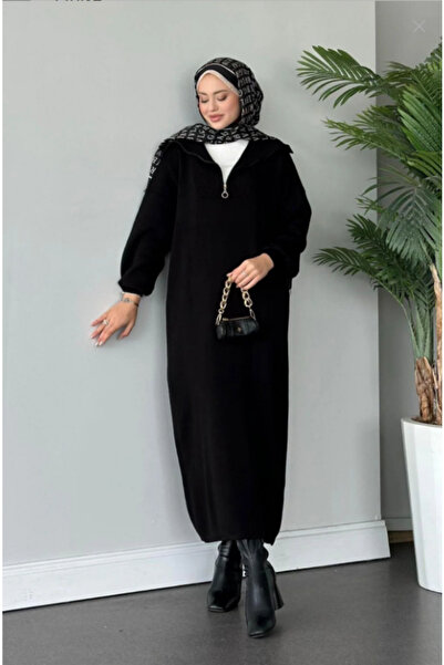 meday Clothing Lux Comfort Collection Oversized Zipper Detailed Knitwear Dress