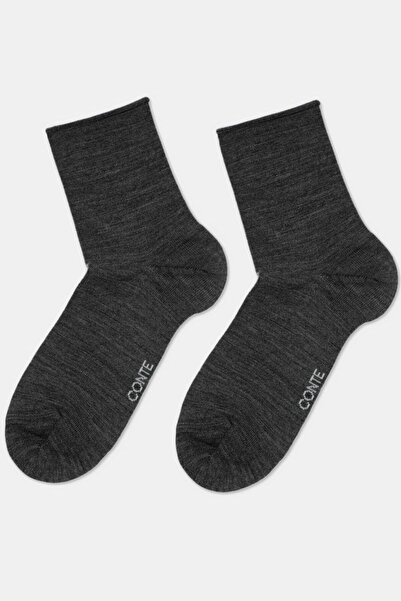 Conte Elegant Warm socks with wool and no elastic, Comfort 000 - Dark Grey, 38-39 (25)
