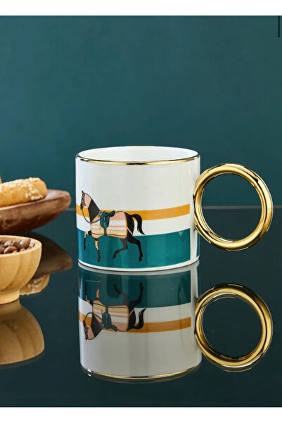coker My Home Design Is 200 ml Horse Patterned Porcelain Mug with Gold Handle...