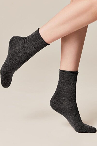 Conte Elegant Warm socks with wool and no elastic, Comfort 000 - Dark Grey, 38-39 (25)