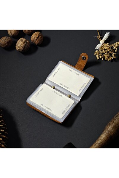 MAT Deri Genuine Leather Transparent Card Holder 10 Compartment Business Card Holder