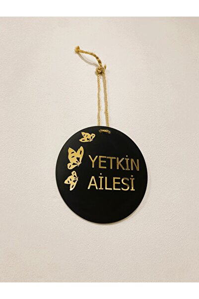 hazer case KİŞİYE ÖZEL SİYAH KELEBEK FİGÜR AİLE KAPI İSMİ TABELASI, DEKORATİF...