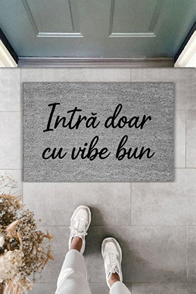 Dormot Modern Digital Printing Only with Good Vibe Written Doormat - Doormat