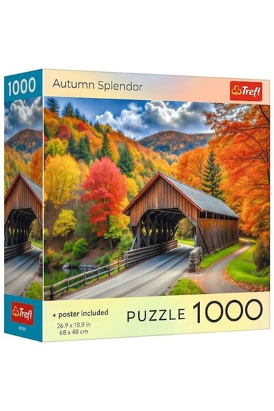 Trefl Puzzle 1000 de piese, Splendoarea Toamnei din SUA cu poster inclus