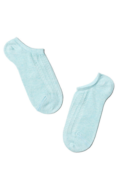 Conte Elegant Short cotton socks with openwork pattern, Conte Active 179 - Pale Turquoise, 36-37 (23)