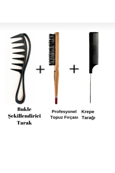 ROWENAROSE 3 Lü Efsane Topuz Tarağı Saç Şekil Ve Krepe Tarağı