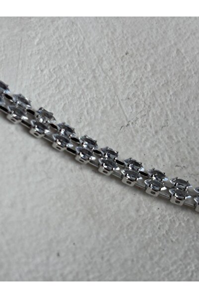 BHR AKSESUAR Silver Waterway Double Row Zircon Stone Bracelet