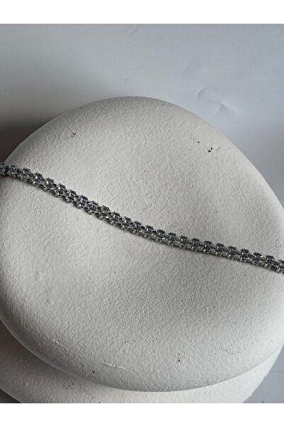 BHR AKSESUAR Silver Waterway Double Row Zircon Stone Bracelet