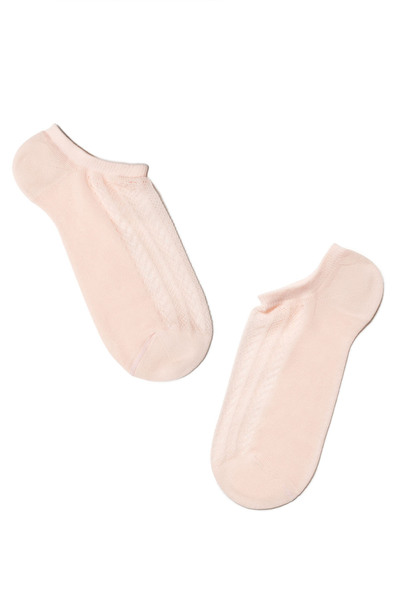 Conte Elegant Short cotton socks with openwork pattern, Conte Active 179 - Peach, 36-37 (23)