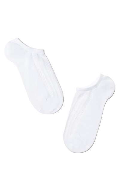 Conte Elegant Short cotton socks with openwork pattern, Conte Active 179 - White, 36-37 (23)