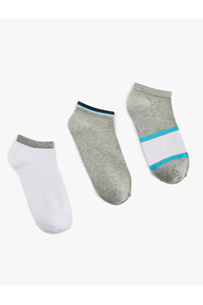 Koton Multi-Colored Striped 3-Piece Booties Socks Set