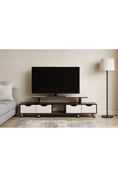 HOMEZ NEED Modern wooden TV table with versatile design and white surface