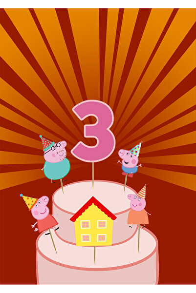 Dijital Nostal PEPPA PIG Yaş Temalı Doğum Günü Süsü Seti (6 adet)