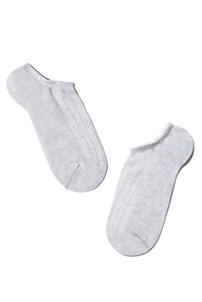 Conte Elegant Short cotton socks with openwork pattern, Conte Active 179 - Light Grey, 38-39 (25)