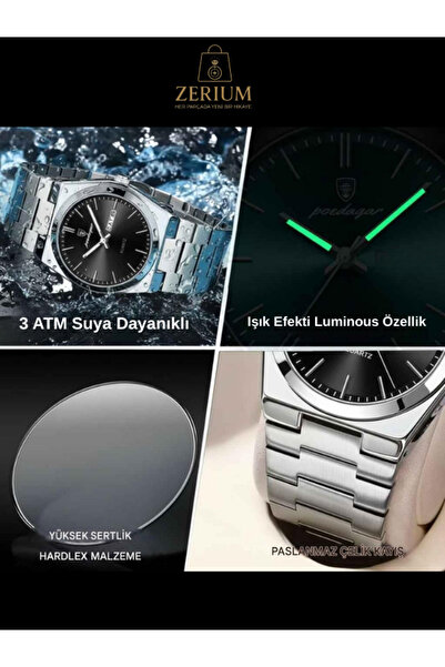 ZERİUM Men's Waterproof Steel Stylish Watch with Calendar Quartz Trend