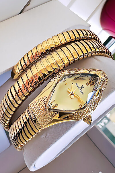 Daniel Klein Snake Watch Model - Women's Wristwatch, Waterproof Gold Color Steel Band - Bracelet Gift Dkby2053C1