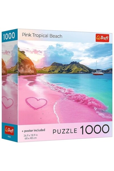 Trefl 1000-piece Puzzle - USA Tropical Pink Beach with Poster Included