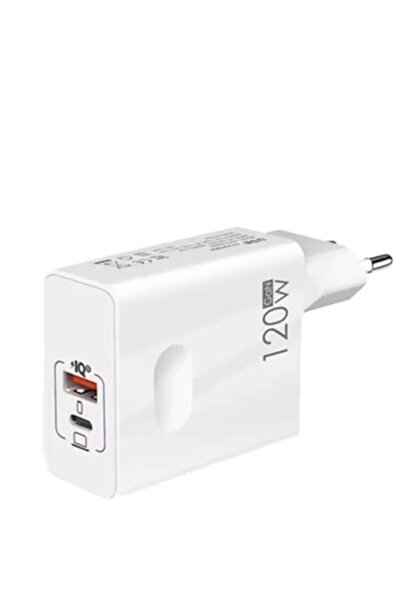 Zherqon 120W GaN Super Fast Wall Charger, Dual USB + USB-C PD, Compatible with Xiaomi, Apple, Samsung, OnePl