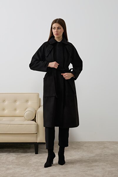 Hilay Lona Fermuarlı Büyük Cepli Kaban SİYAH