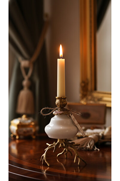 Montdekor EL YAPIMI MERMER TAŞLI BRONZ MUMLUK (10x10x25 cm)