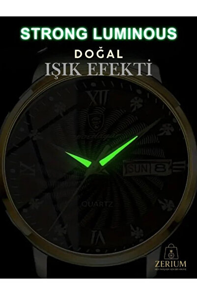 ZERİUM Trend Men's Waterproof Stylish Leather Watch 3Atm Quartz with Calendar