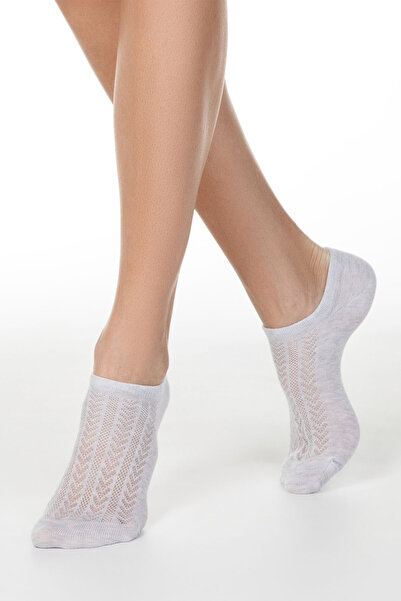 Conte Elegant Short cotton socks with openwork pattern, Conte Active 179 - Light Grey, 38-39 (25)
