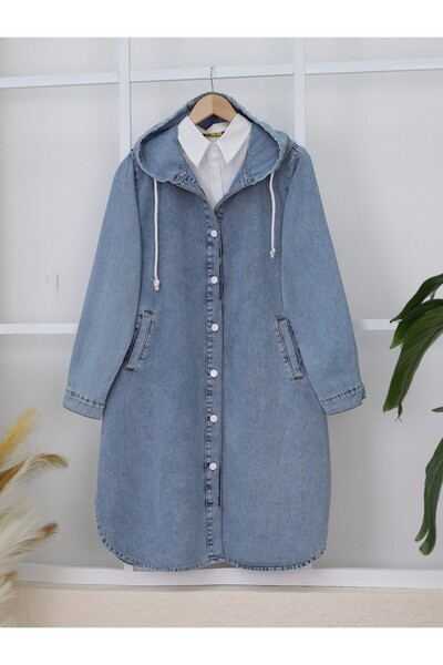 HİJABAYA Καπέλο τζιν με κουκούλα και κουμπιά σε οβάλ κοπή