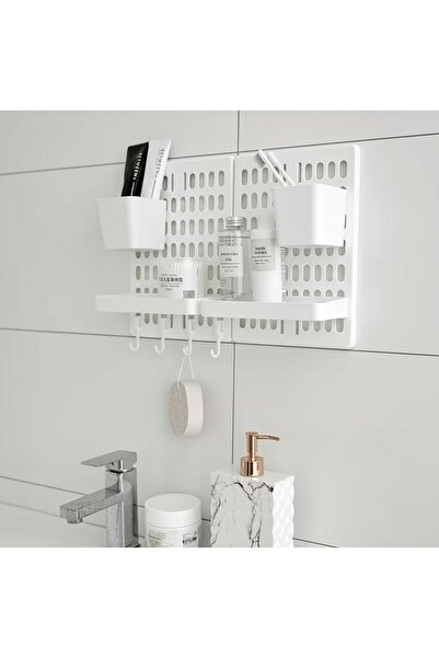 RED KİTCHEN 2 Adet Banyo Düzenleyici Raf ve Askı Seti | Kendinden Yapışkanlı ...