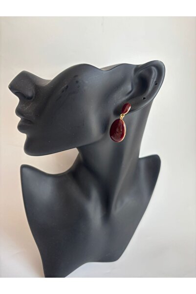 BHR AKSESUAR Burgundy Dangle Retro Earrings
