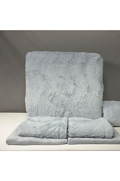 Reiashn Rana velvet faux fur bedspread, gray winter color, double size