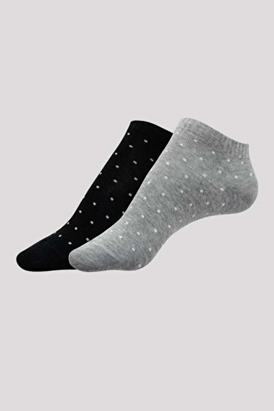 Conte Elegant Women's cotton short socks with polka dots (2 pairs), Esli Classic 802 - Black-Grey, 36-37 (23)