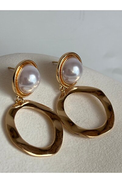 BHR AKSESUAR Gold Pearl Dangle Earrings