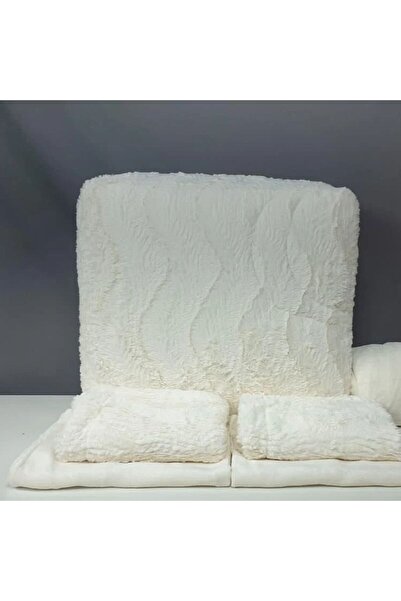 Reiashn Rana velvet faux fur bedspread, off-white winter color, double size