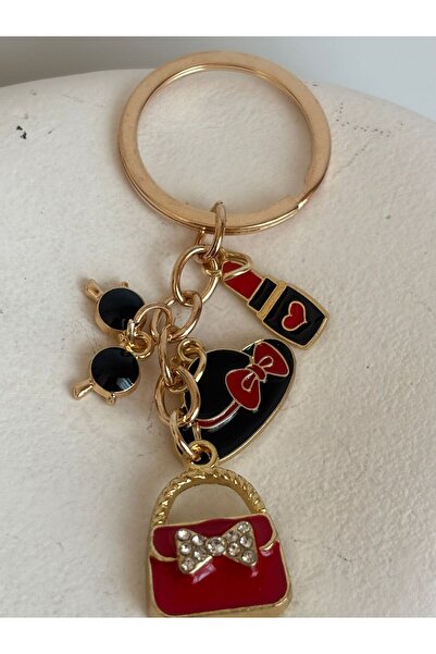 BHR AKSESUAR Lipstick Bag Hat Glasses Figured Keychain (8 cm)