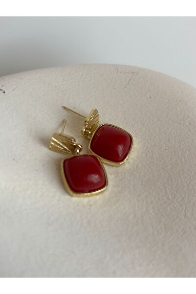 BHR AKSESUAR Red Dangle Retro Earrings