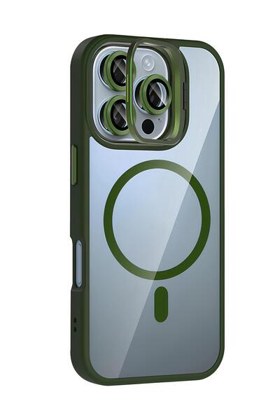 TechTrove iPhone 16 Pro Max Kılıf Standlı ve Kamera Lens Hediyeli Wireless Şa...